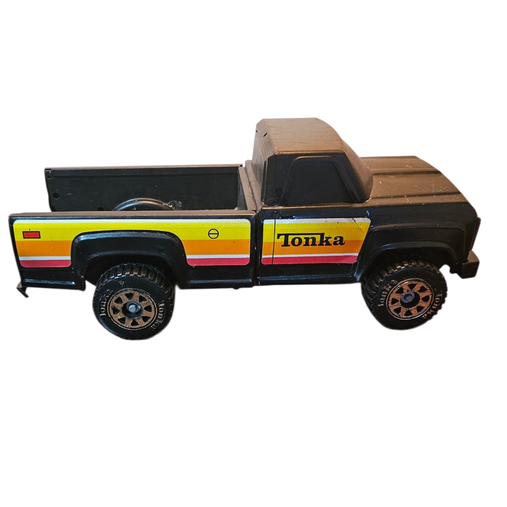 Vintage 1980's Tonka Truck Black Pickup Truck Pressed Steel 14"